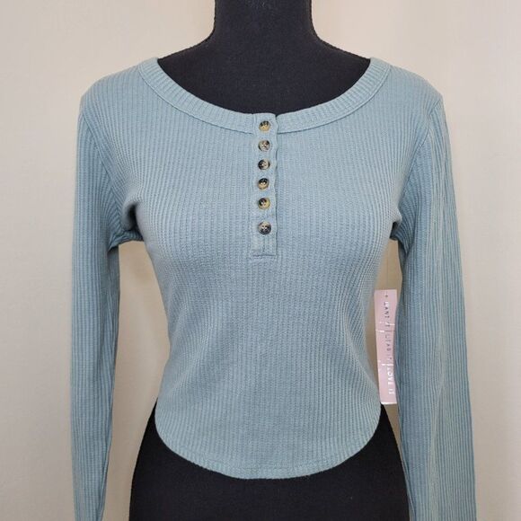 Crave Fame Juniors' Half Buttoned Top - Picture 2 of 3